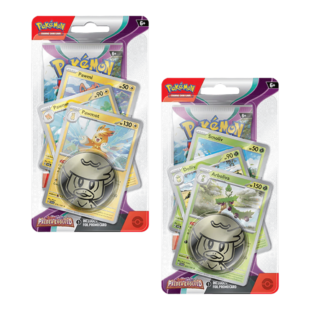 Pokemon Paldea Evolved Premium Checklane Blister (Pawmot/Arboliva)
