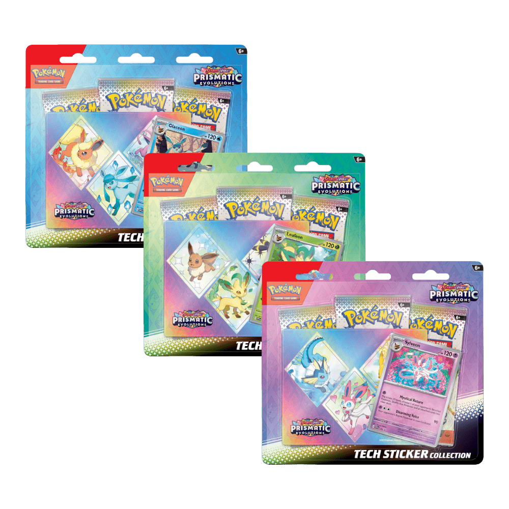 Pokemon Prismatic Evolutions Tech Sticker Collection (Leafeon, Glaceon & Sylveon)