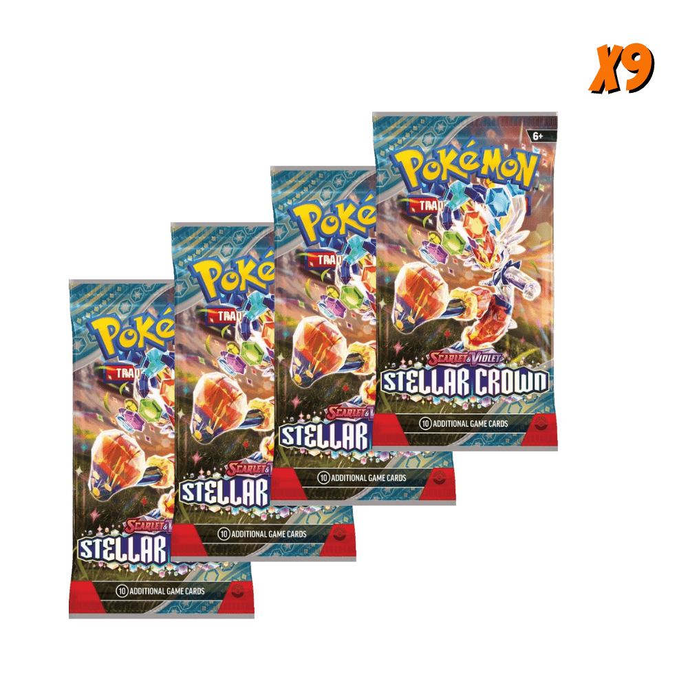 Pokemon Stellar Crown Booster Pack Bundle (9 Packs)