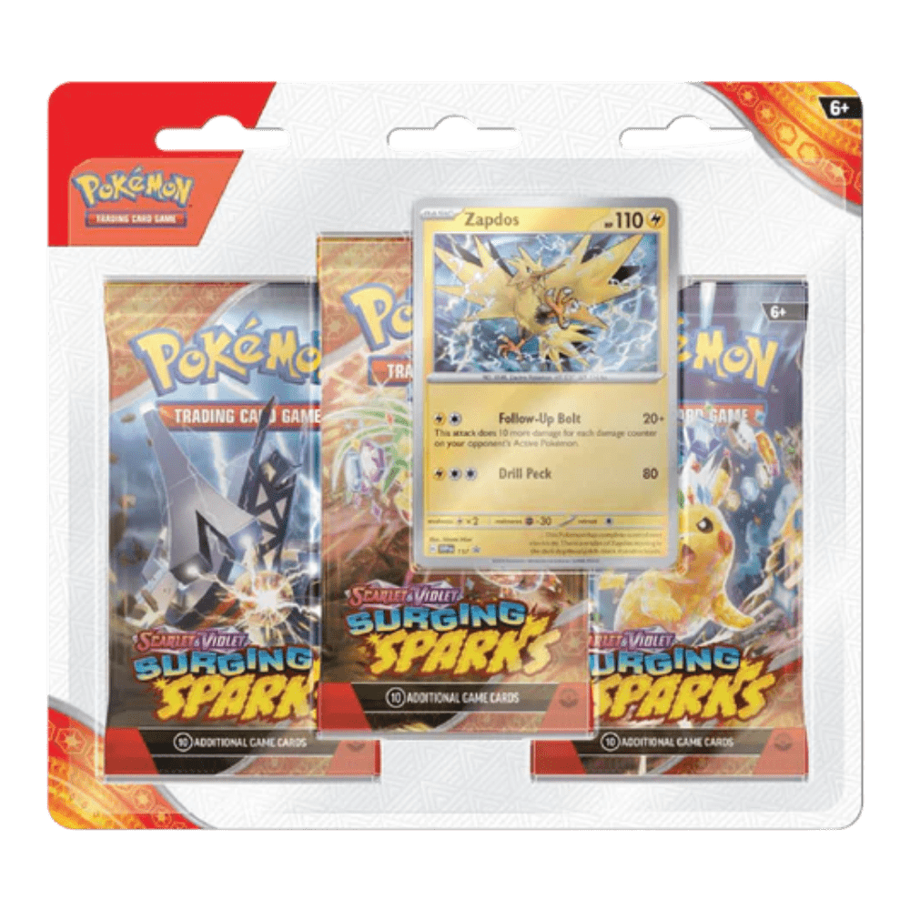 Pokemon Surging Sparks 3-Pack Blister (Zapdos/Quagsire)
