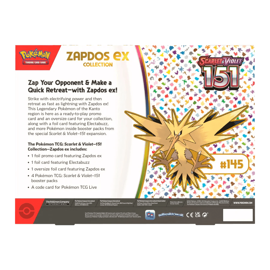 Pokemon TCG - Scarlet & Violet - 151 Zapdos ex Collection Box